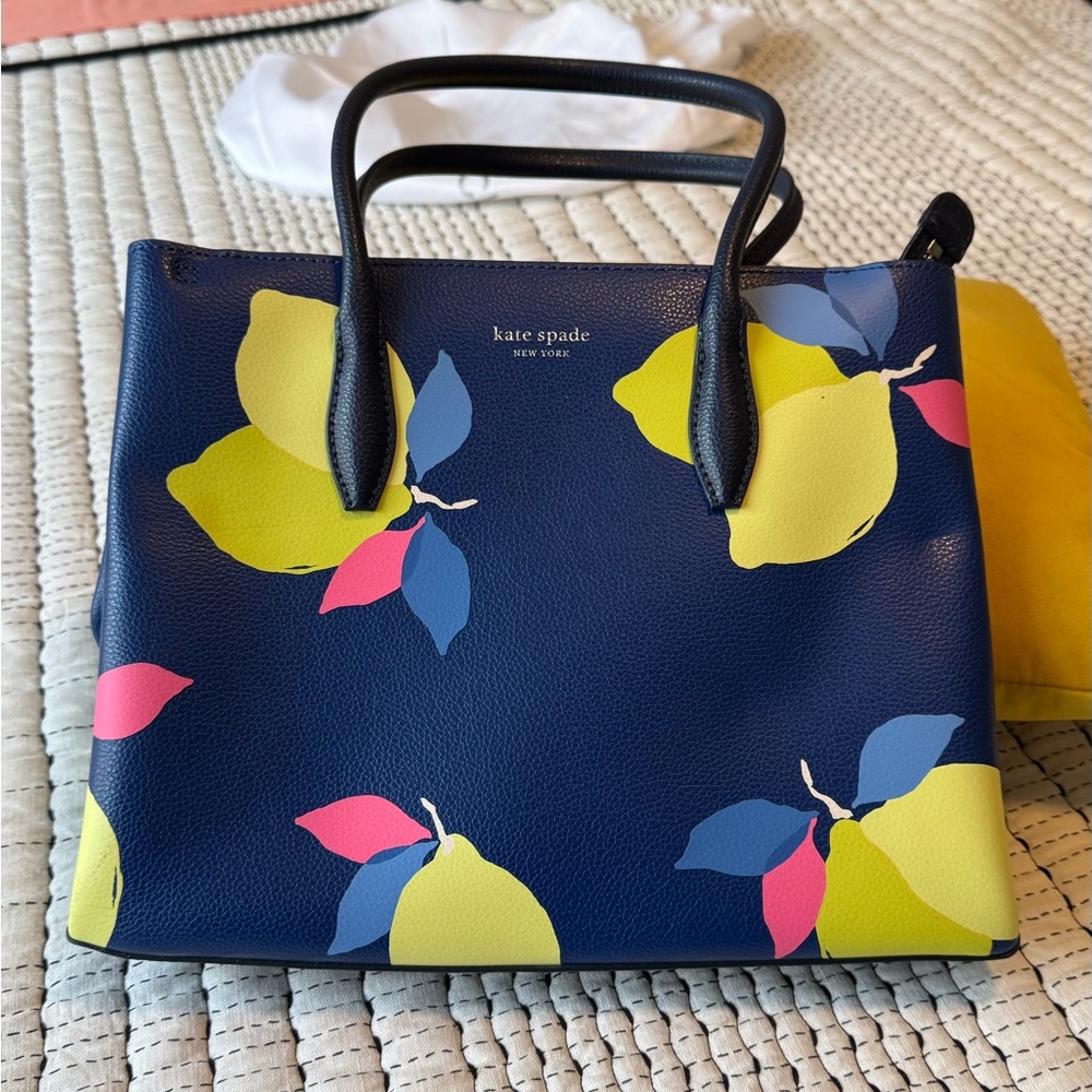 Kate Spade Blue and Yellow Satchel with Modern Design